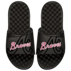Atlanta Braves ISlide MLB Tonal Pop Slide Sandals - Black