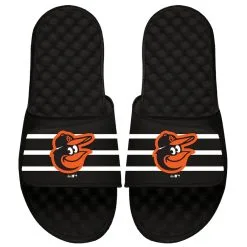 Baltimore Orioles ISlide MLB Stripe Slide Sandals - Black