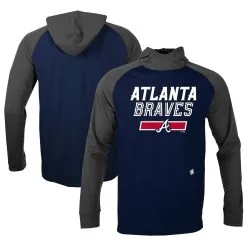 Men's Atlanta Braves Levelwear Navy/Charcoal Uproar Undisputed Pullover Hoodie