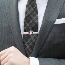 Cufflinks Chicago Cubs Silvertone Team Logo Tie Bar