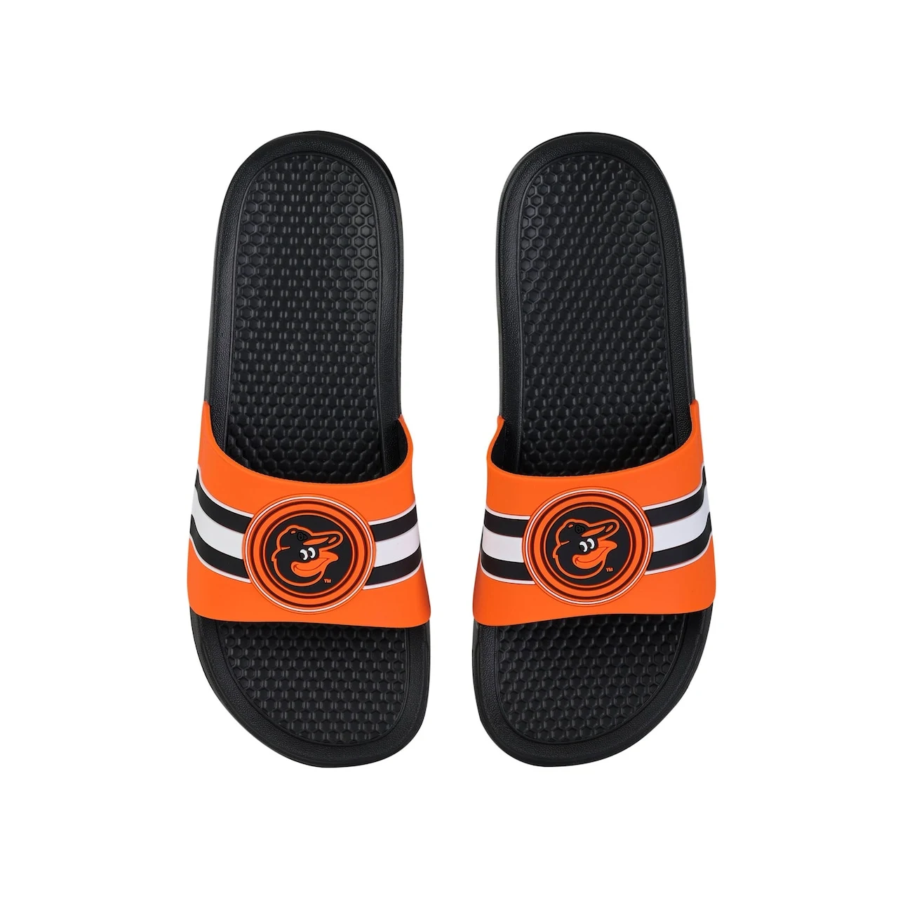Baltimore Orioles FOCO Stripe Raised Slide Sandals