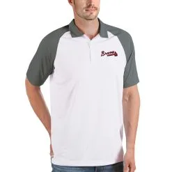 Men's Atlanta Braves Antigua White/Gray Nova Polo
