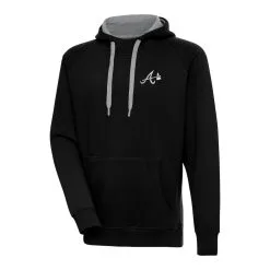 Men's Atlanta Braves Antigua Black Metallic Victory Pullover Hoodie