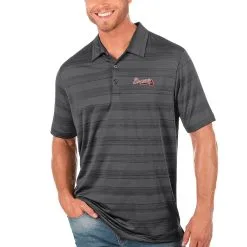 Men's Atlanta Braves Antigua Gray Compass Polo