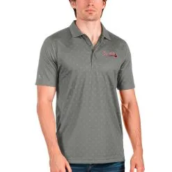 Men's Atlanta Braves Antigua Gray Spark Polo