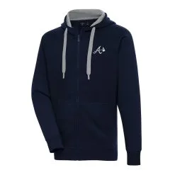 Men's Atlanta Braves Antigua Navy Metallic Victory Full-Zip Hoodie