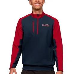 Men's Atlanta Braves Antigua Navy Team Quarter-Zip Pullover Top