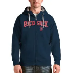 Boston Red Sox Antigua Navy Team Logo Victory Full-Zip Hoodie
