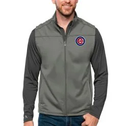 Men's Chicago Cubs Antigua Steel Links Full-Zip Golf Vest