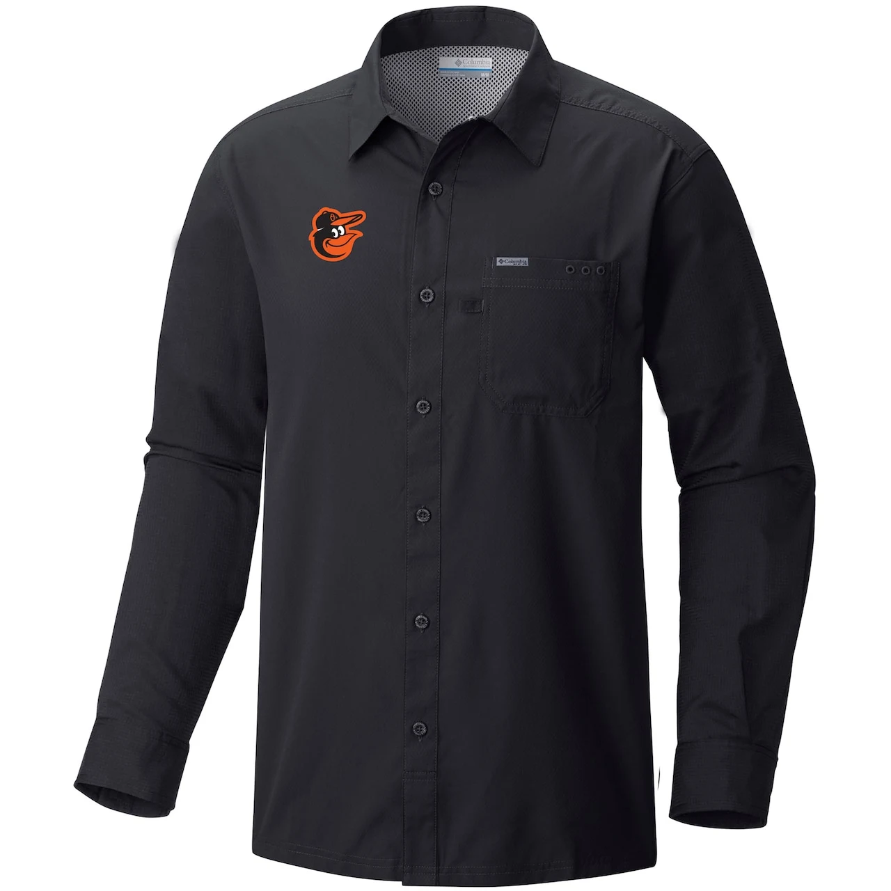 Men's Baltimore Orioles Columbia Black Slack Tide Long Sleeve Button-Up Shirt - Image 2