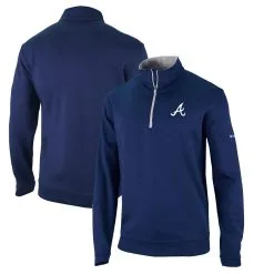 Men's Atlanta Braves Columbia Navy Omni-Wick Wickhams Hills Half-Zip Pullover Top