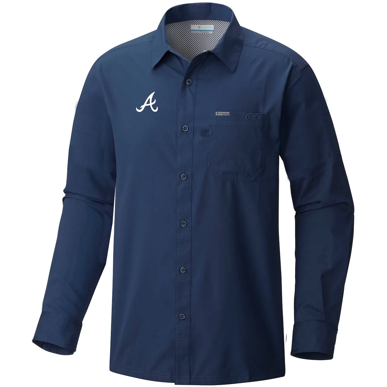 Men's Atlanta Braves Columbia Navy Slack Tide Long Sleeve Button-Up Shirt - Image 2