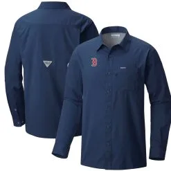 Men's Boston Red Sox Columbia Navy Slack Tide Long Sleeve Button-Up Shirt