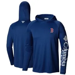 Men's Boston Red Sox Columbia Navy Terminal Tackle Long Sleeve Hoodie T-Shirt