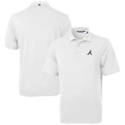 Men's Atlanta Braves Cutter & Buck White Virtue Eco Pique Recycled Polo