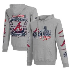 JH Design Men's Atlanta Braves Fanatics Branded Gray 2021 World Series Champions Pullover Hoodie