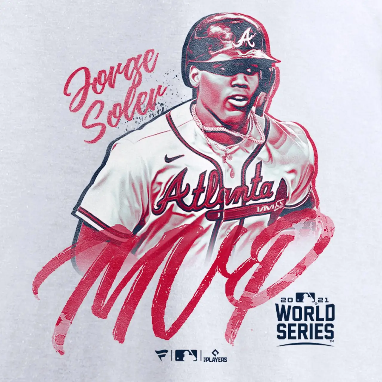 Men's Atlanta Braves Jorge Soler Fanatics Branded White 2021 World Series Champions MVP T-Shirt - Image 4