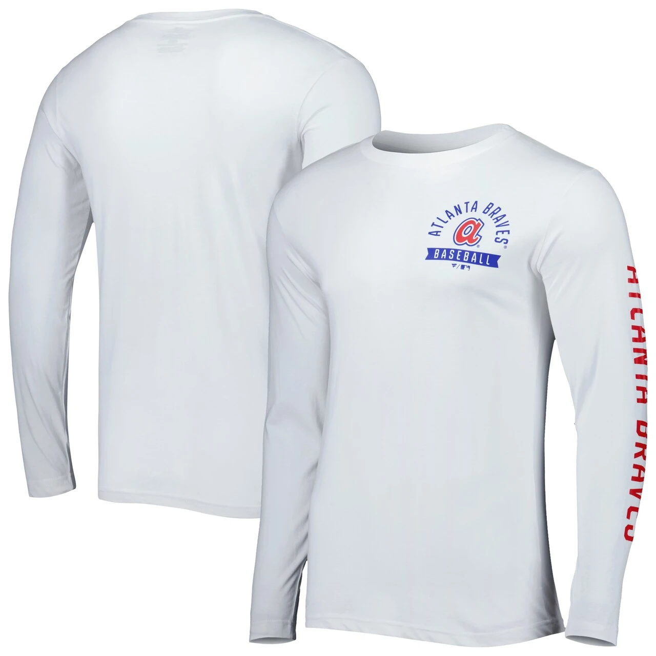 Men's Atlanta Braves Fanatics Branded White Pressbox Long Sleeve T-Shirt