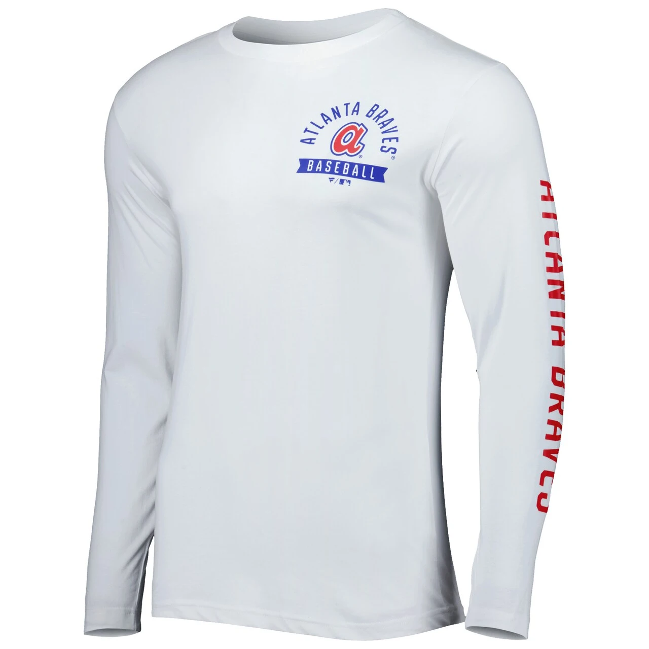 Men's Atlanta Braves Fanatics Branded White Pressbox Long Sleeve T-Shirt - Image 2
