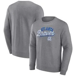 Men's Atlanta Braves Heather Gray Fanatics Branded Simplicity Pullover Sweatshirt