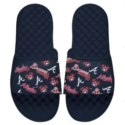 Men's Atlanta Braves ISlide Navy Loudmouth Logo Slide Sandals