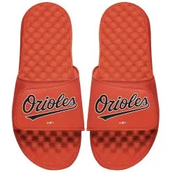 Men's Baltimore Orioles ISlide Orange Wordmark Logo Slide Sandals