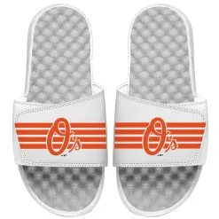 Men's Baltimore Orioles ISlide White Varsity Stripes Slide Sandals
