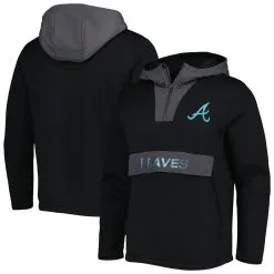 Men's Atlanta Braves Levelwear Black Ruckus Quarter-Zip Hoodie
