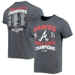Men's Atlanta Braves Majestic Threads Navy 2021 World Series Champions Dream Team Roster Tri-Blend T-Shirt