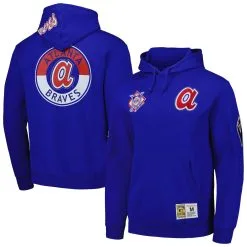 Men's Atlanta Braves Mitchell & Ness Royal City Collection Pullover Hoodie