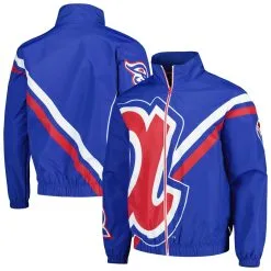 Men's Atlanta Braves Mitchell & Ness Royal Exploded Logo Warm Up Full-Zip Jacket