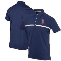 Full Turn Men's Boston Red Sox Navy Color Blocked Stretch Polo