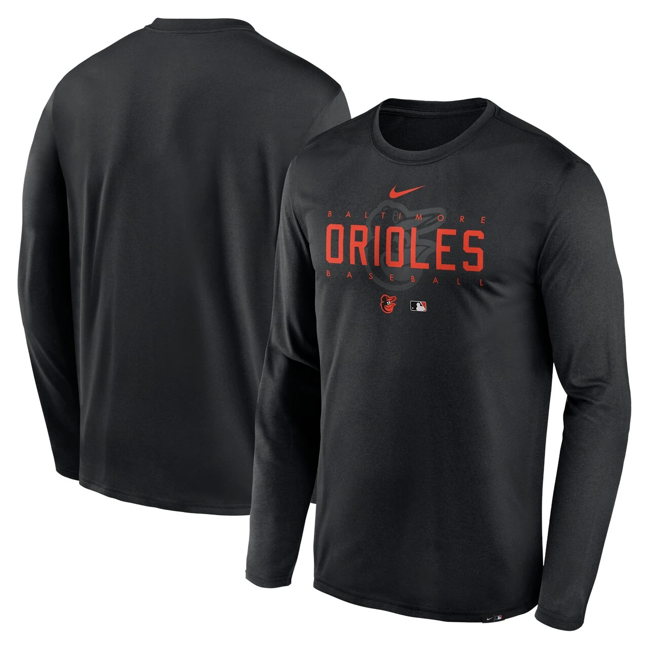 Men's Baltimore Orioles Nike Black Authentic Collection Team Logo Legend Performance Long Sleeve T-Shirt