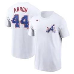Men's Atlanta Braves Hank Aaron Nike White 2023 City Connect Name & Number T-Shirt