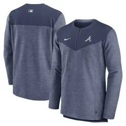 Men's Atlanta Braves Nike Navy Authentic Collection Game Time Performance Half-Zip Top
