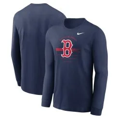 Men's Boston Red Sox Nike Navy Over Arch Performance Long Sleeve T-Shirt