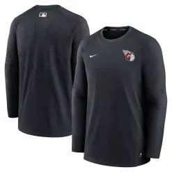Men's Cleveland Guardians Nike Navy Authentic Collection Logo Performance Long Sleeve T-Shirt