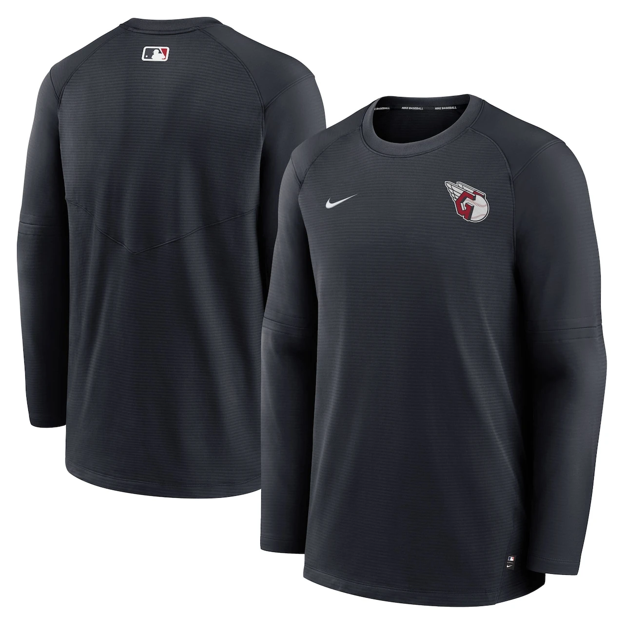 Men's Cleveland Guardians Nike Navy Authentic Collection Logo Performance Long Sleeve T-Shirt