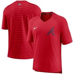 Men's Atlanta Braves Nike Red Authentic Collection Pregame Performance V-Neck T-Shirt