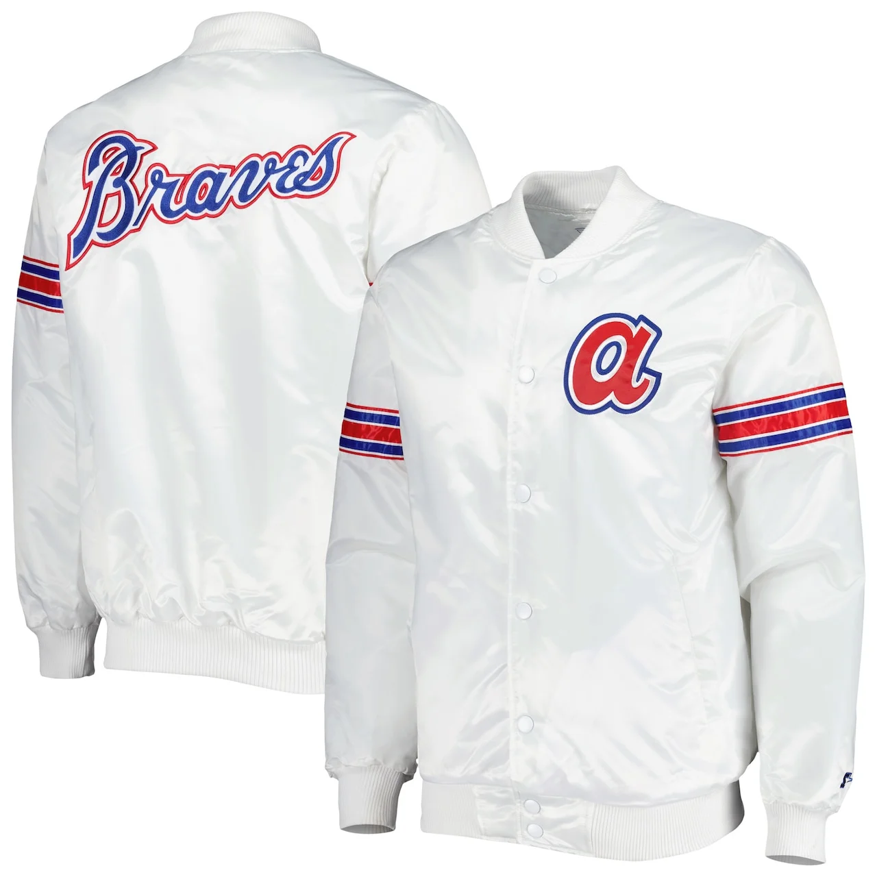 Men's Chicago Cubs Starter White Power Forward Satin Full-Snap Varsity Jacket