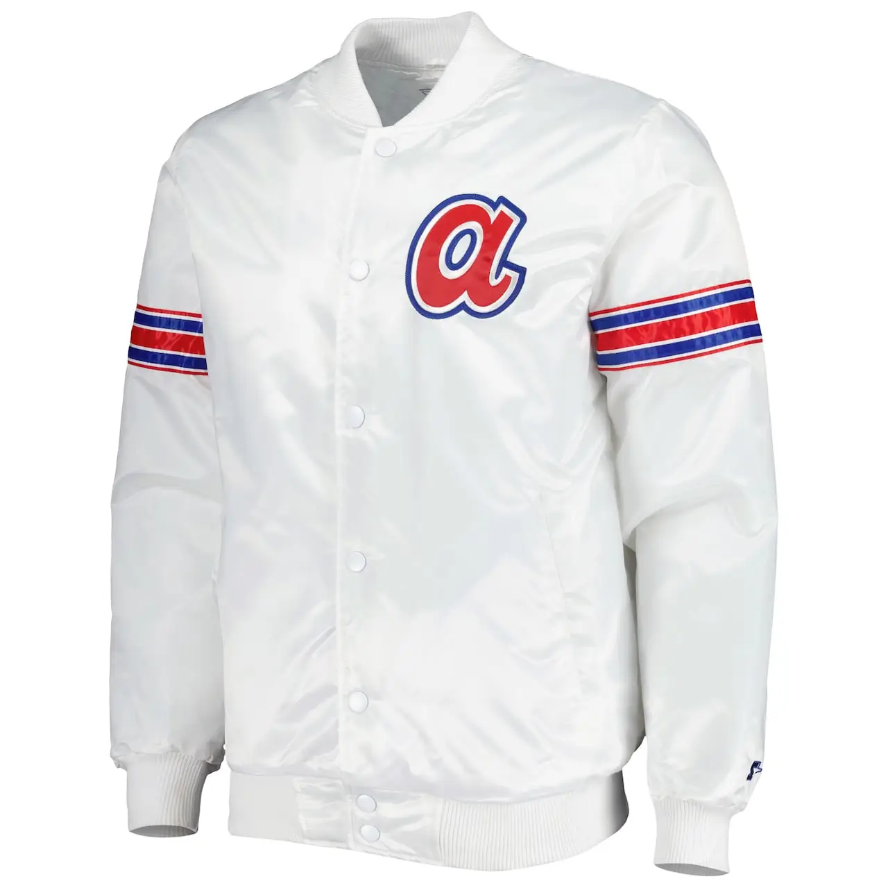 Men's Chicago Cubs Starter White Power Forward Satin Full-Snap Varsity Jacket - Image 2