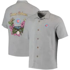 Men's Chicago Cubs Tommy Bahama Gray Bay Back Panel Button-Up Shirt