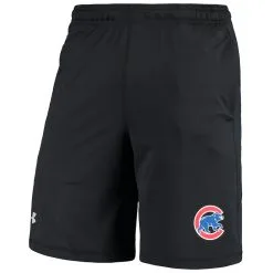 Men's Chicago Cubs Under Armour Black Raid Left Leg Performance Shorts