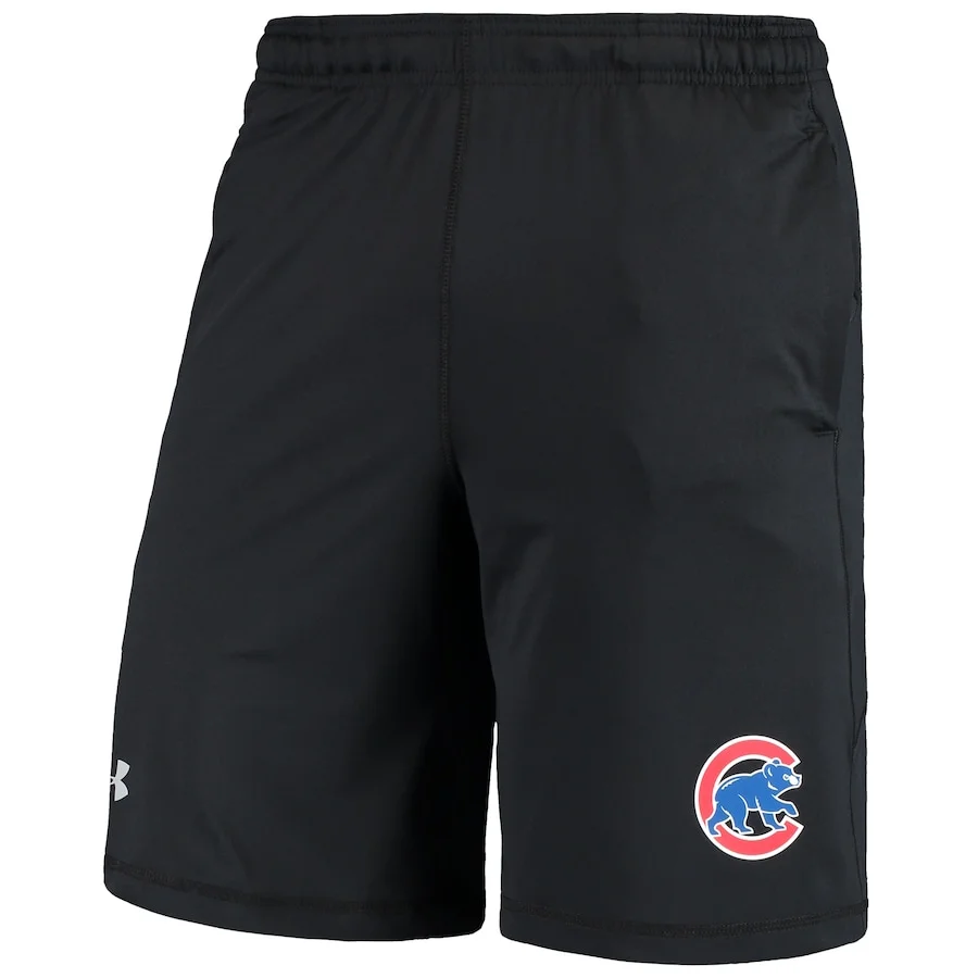 Men's Chicago Cubs Under Armour Black Raid Left Leg Performance Shorts