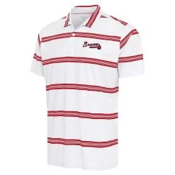 Men's Atlanta Braves Antigua White/Red Groove Polo
