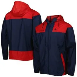 Men's Atlanta Braves Columbia Navy/Red Omni-Shade Flash Forward Challenger Full-Zip Windbreaker Jacket