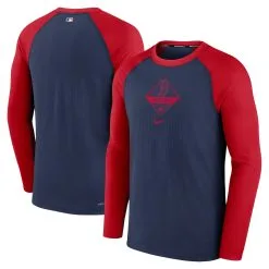 Men's Boston Red Sox Nike Navy/Red Game Authentic Collection Performance Raglan Long Sleeve T-Shirt