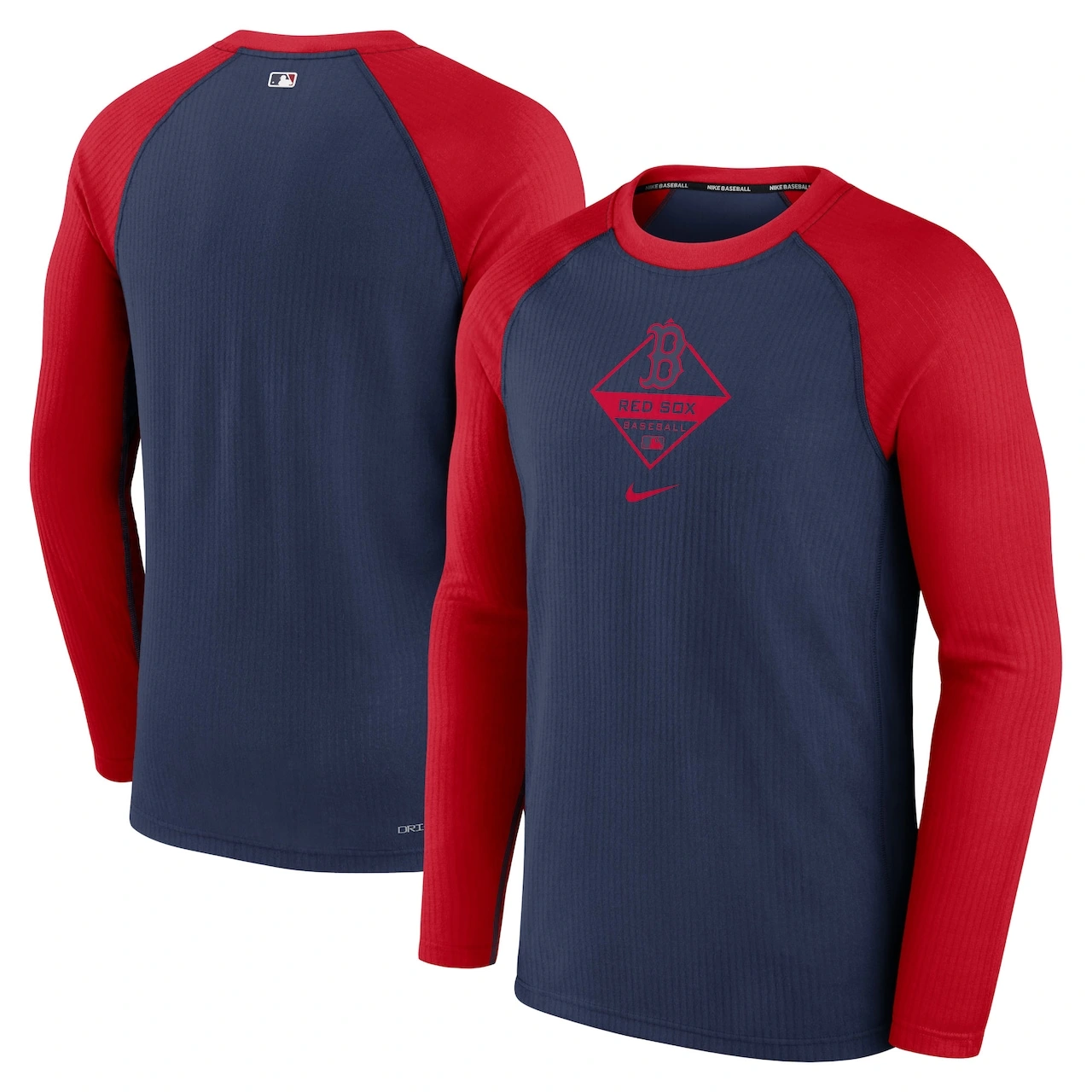 Men's Boston Red Sox Nike Navy/Red Game Authentic Collection Performance Raglan Long Sleeve T-Shirt