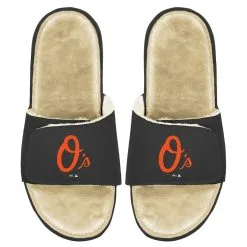 Men's Baltimore Orioles ISlide Black/Tan Faux Fur Slide Sandals